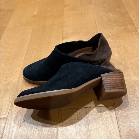 All Black Anthropologie fold-back booties mules black 38.5 7.5 - Picture 4 of 10